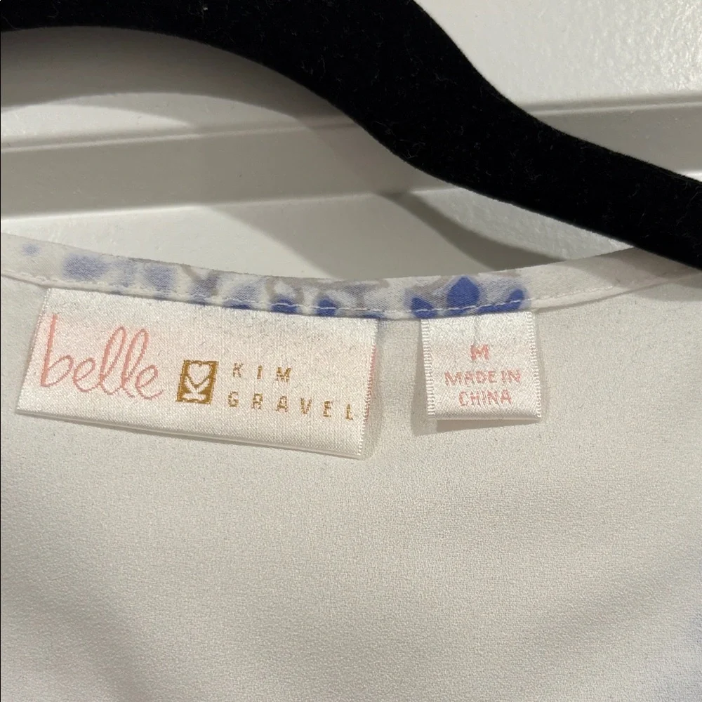 Belle by Kim Gravel White Tunic with Blue and Gray Print - Picture 2 of 3